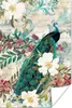 MuchoWow® Poster Kunst - Pfau - Blumen 120x180 cm - Produktbild-Vorschau 1
