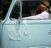 Autoschmuck Hochzeit Wedding Car Deko Rosenblüten creme 4-tlg. Deko-Set Autoschleife Motorhaube Blumen Rattanherzen mit Saufnäpfen Wedding-Car Hochzeitsauto Produktbild-Vorschau