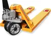 A close-up studio shot of a yellow pallet jack. Produktbild-Vorschau