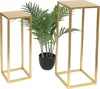 Two gold rectangular plant stands of different heights with a potted plant between them. Anteprima dell’immagine prodotto