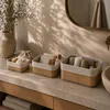 Set mit 3 Bambuskörben mit Stoffeinlage, 30 x 20 x 13 cm Produktbild-Vorschau 2