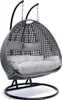 A double hanging egg chair with cushions, shown on a white background. Produktbild-Vorschau