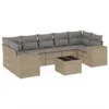 vidaXL 8-tlg. Garten-Sofagarnitur mit Kissen Beige Poly Produktbild-Vorschau 1
