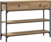 A console table with two drawers and two shelves, made of wood and metal. Náhľad obrázku produktu