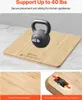 A product collage showcasing a bamboo cutting board with a weight on it, and close-ups of its material and wheels. Náhľad obrázku produktu
