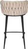 A bar stool with a woven beige seat and black legs, shown from the back. Produktbild-Vorschau