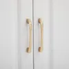 Two gold cabinet handles are shown on a white cabinet door. Anteprima dell’immagine prodotto