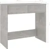 A product shot of a gray wooden desk with dimensions indicated by lines and text. Podgląd zdjęcia produktu