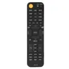 A black remote control with orange power button is shown against a white background. Voir les images du produit