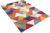 A colorful geometric patterned rug is shown from a diagonal angle on a white background. Náhled obrázku produktu