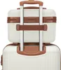 A close-up view of the top of a white suitcase with brown accents, showing the handle mechanism and a smaller beauty case stacked on top. Anteprima dell’immagine prodotto