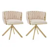 Two beige velvet swivel chairs with gold metal legs are shown against a white background. Produktbild-Vorschau