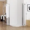 A modern bathroom with a corner shower enclosure. Produktbild-Vorschau