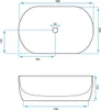 Technical drawing with dimensions of a sink. Náhľad obrázku produktu
