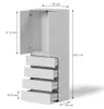 Armoire à vêtements Vicco Claus Blanc 74x191.5cm avec 4 Voir les images du produit 2