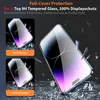 A smartphone screen protector is shown on a smartphone, with shattered glass effects around it. Produktbild-Vorschau