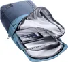 An open backpack showing its interior compartments with a laptop and tablet inside. Produktbild-Vorschau
