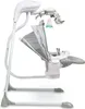 A side view of a white and gray baby swing with a mobile hanging above it. Náhľad obrázku produktu