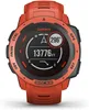 A close-up, front-facing studio shot of an orange Garmin Instinct Solar watch. Produktbild-Vorschau