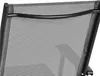 Close-up of the back of a black outdoor chair with a mesh seat and back. Produktbild-Vorschau