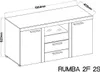 A line drawing of a sideboard with dimensions indicated. Produktbild-Vorschau