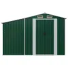 A green metal shed with double doors and vents on a white background. Náhled obrázku produktu