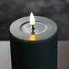 LED Stumpenkerze MIA - Echtwachs - realistische 3D Flamme - H: 15cm - D: 5cm - jadegrün Produktbild-Vorschau