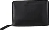 A black document bag with a textured surface and a small strap on the left side, shown against a white background. Produktbild-Vorschau