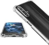 A clear protective phone case is shown from two angles, one showing the back and the other showing the front with a screen display. Produktbild-Vorschau