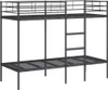 A black metal bunk bed frame against a white background. Náhľad obrázku produktu