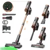 A collage of a cordless vacuum cleaner and its accessories, showcasing different configurations and components. Produktbild-Vorschau