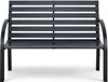 A dark gray garden bench with a slatted seat and backrest, shown from the front against a white background. Produktbild-Vorschau