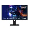 A black MSI gaming monitor with a futuristic graphic displayed on the screen, set against a white background. Produktbild-Vorschau