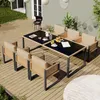 Merax Polyrattan-Esstisch-Set für 6 Personen, Gartenmöbel Produktbild-Vorschau 4
