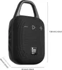 A black Tronsmart Mirtune H1 portable Bluetooth speaker with a carabiner hook is shown against a white background. Dimensions are indicated with measurement lines and text. Voir les images du produit