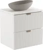 A white vanity cabinet with a gray sink on top. Produktbild-Vorschau