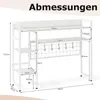 A diagram showing the dimensions of a white desk shelf unit. Produktbild-Vorschau