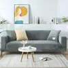 Sofabezug 3 Sitzer Stretch Samt Grau Elastische Sofahusse Produktbild-Vorschau 2