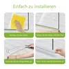 Four images showing steps to install a shower door seal. Podgląd zdjęcia produktu