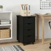 Mobile con Ruote Nero 34 x 39 x 65,5 cm Legno di Pino Anteprima dell’immagine prodotto 2