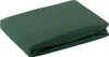 A folded dark green fitted sheet on a white background.