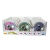 A display box of colorful, glittery putty containers, each featuring a cartoon monster character and a white LED ball. Podgląd zdjęcia produktu