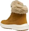 A single brown boot with a fur trim is shown from the side. Produktbild-Vorschau