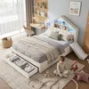 Kinderbed 140x200 cm, beige, gestoffeerd huisbed met Productafbeelding-voorbeeld 1