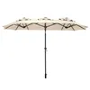 A large, beige, multi-sectioned patio umbrella with a black pole and frame, shown against a white background. Anteprima dell’immagine prodotto