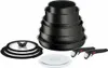 A set of black cookware with detachable handles and a glass lid, arranged on a white background. Anteprima dell’immagine prodotto