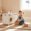 Houten wasmachine en speelkeuken 2-in-1 voor kinderen – Productafbeelding-voorbeeld 6