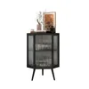 80CM Boden Eckschrank, Schwarz, 2 Ebenen mit Glastüren & Produktbild-Vorschau 5