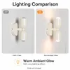 TWIN Wandleuchte E27 2-flammig, cremefarbene Metalllampe Produktbild-Vorschau 2