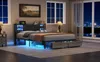 UnboxG Lit rembourré 140x200cm Lit double avec USB et Led, Voir les images du produit 6